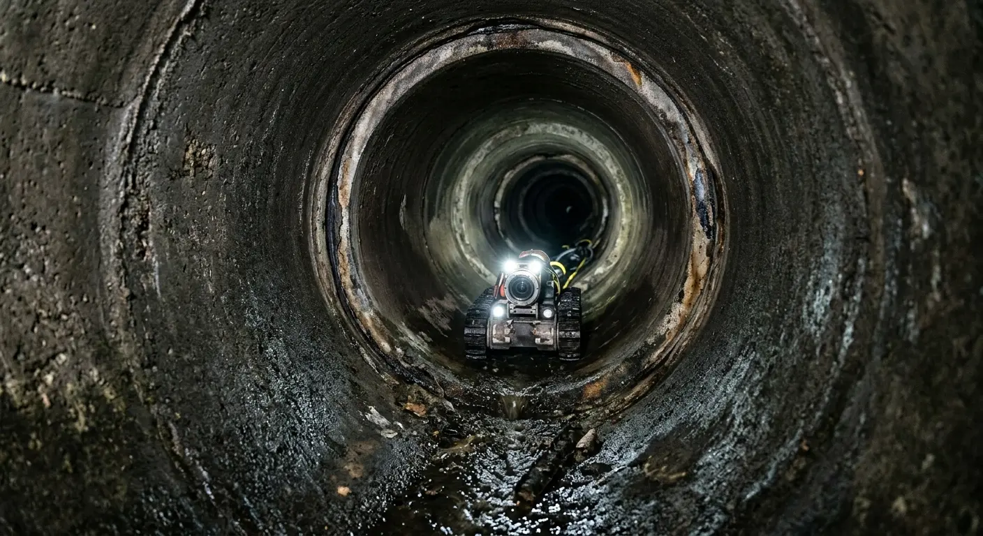 Robotic sewer camera inspecting pipe interior for Drain Snake Service in Aiken